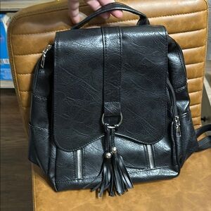 Elegant Black Leather Backpack